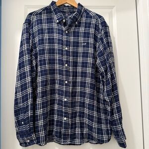 Vineyard Vines Classic Fit Whale Shirt Plaid Deep Bay Blue Soft Button Down XL
